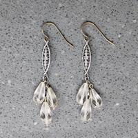 Sparkling Crystal & Floral Filigree Earrings by Brin