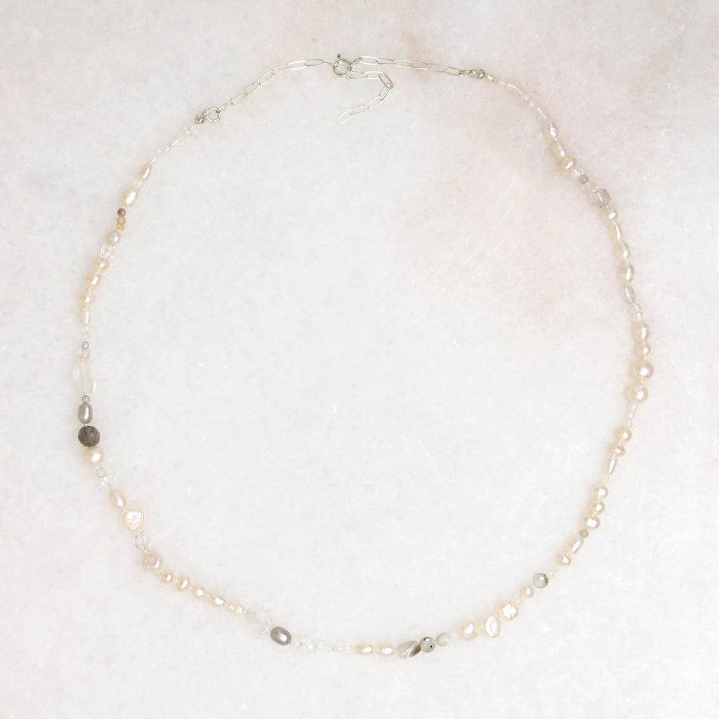 Luminous Pearl & Gemstone Bead Necklace by Brin