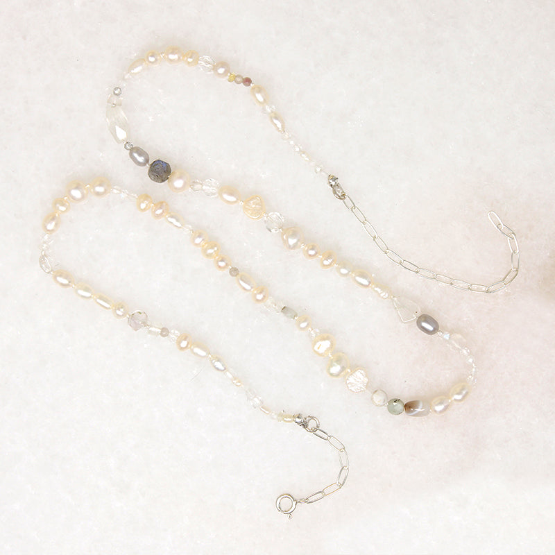 Luminous Pearl & Gemstone Bead Necklace by Brin