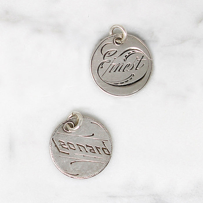 Individual Engraved Victorian Silver Coin Charms