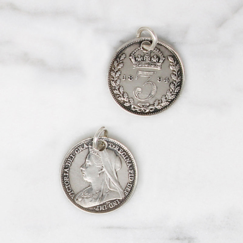 Individual Engraved Victorian Silver Coin Charms