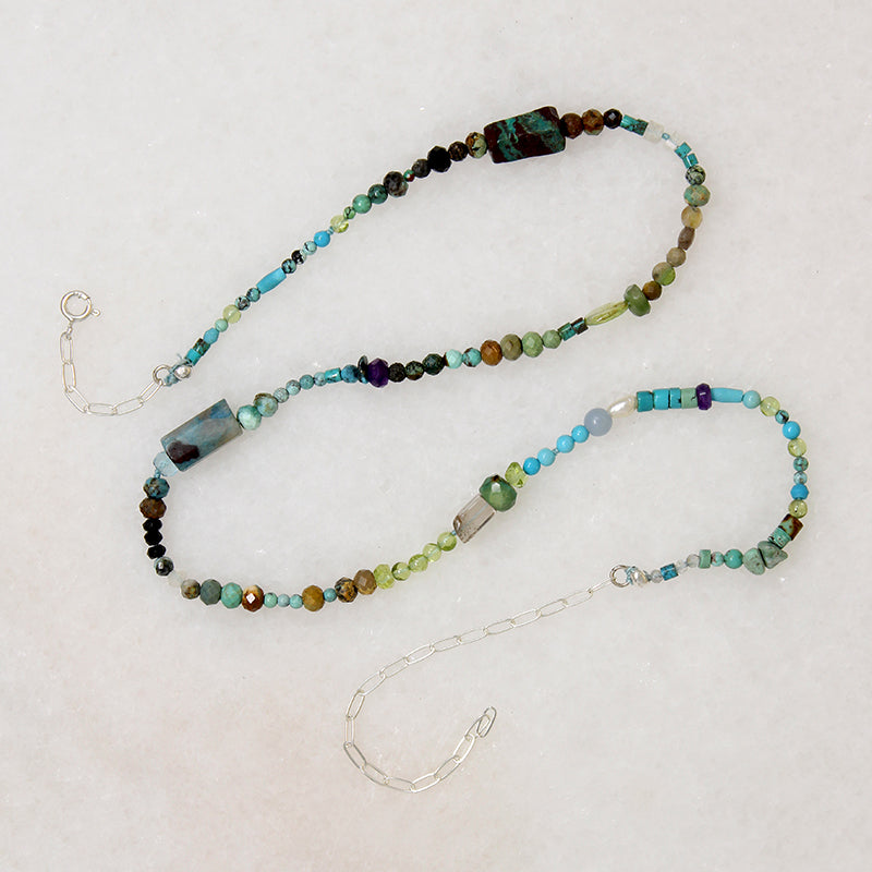 Cool Water Gemstone Bead Necklace by Brin