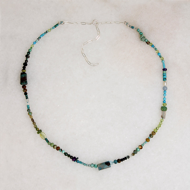 Cool Water Gemstone Bead Necklace by Brin