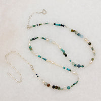 Pearl & Moody Blue Gemstone Bead Necklace by Brin