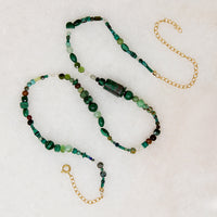 Deep, Dark Green Gemstone Bead Necklace by Brin