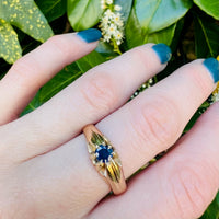 Substantial 18k Belcher Band with Sapphire