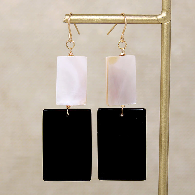 Pop Art Onyx & Mother of Pearl Earrings by Brin