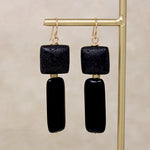 Matte Lava & Glossy Onyx Earrings by Brin