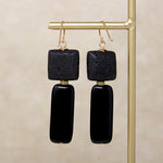 Matte Lava & Glossy Onyx Earrings by Brin