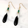 Onyx Drops in Enamel Bead Cap Earrings by Brin