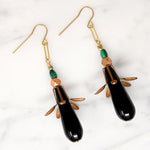 Sassy Copper, Onyx & Malachite Earrings by Brin