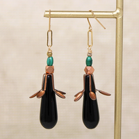 Sassy Copper, Onyx & Malachite Earrings by Brin