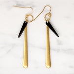 Warm Brass & Ebony Wood Drop Earrings by Brin