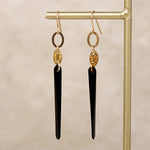 Autumnal Wood & Brass Leaf Earrings by Brin