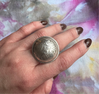 Engraved Silver Domed Rattle Ring