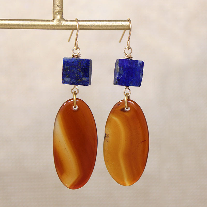 Bold Carnelian & Lapis Statement Earrings by Brin