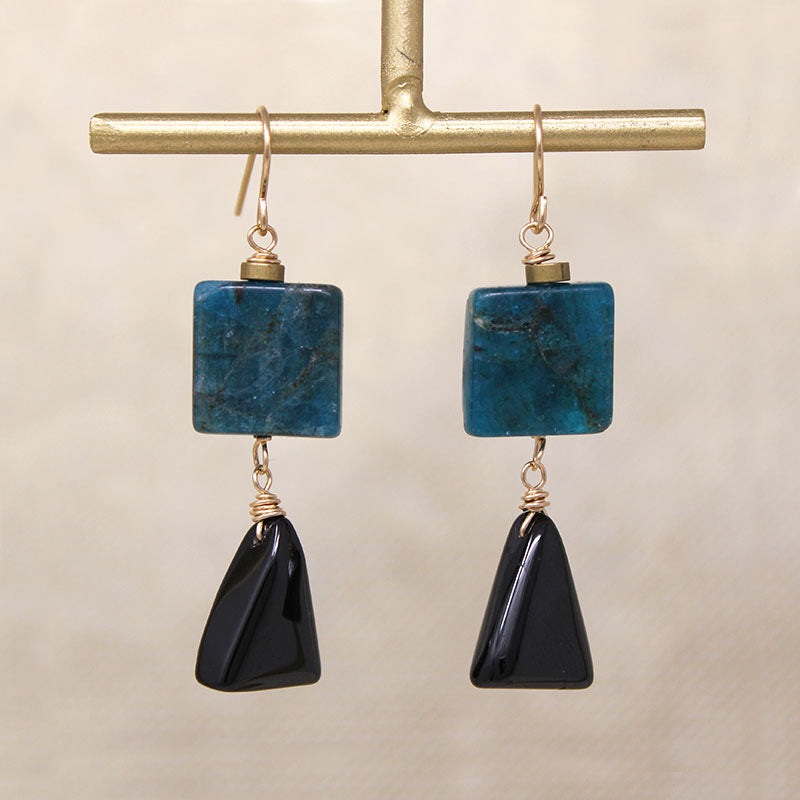 Graphic Apatite & Onyx Earrings by Brin