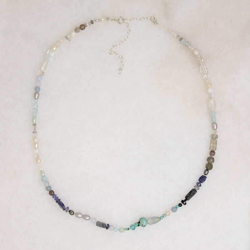 Sea Glass-Hued Gemstone Bead Necklace by Brin
