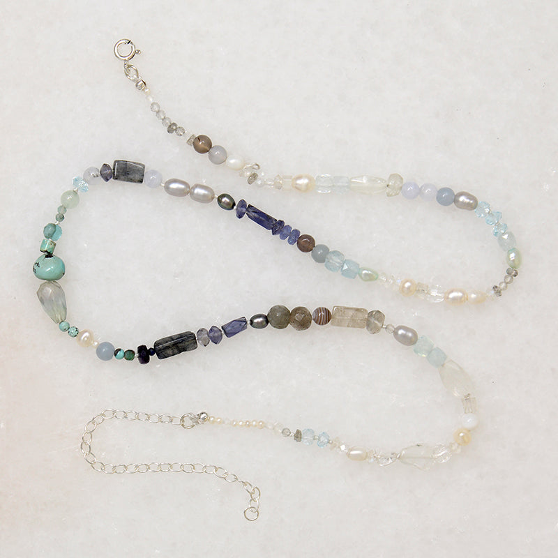 Sea Glass-Hued Gemstone Bead Necklace by Brin