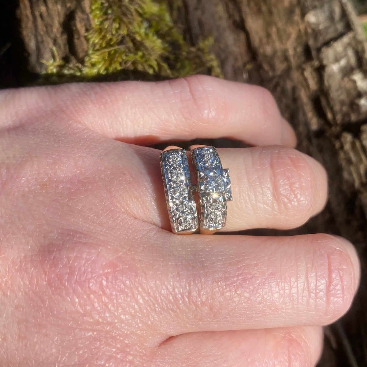 Ornate Two-Tone Gold & Diamond Wedding Set
