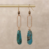 Turquoise & Vintage Gold Filled Link Earrings by Brin