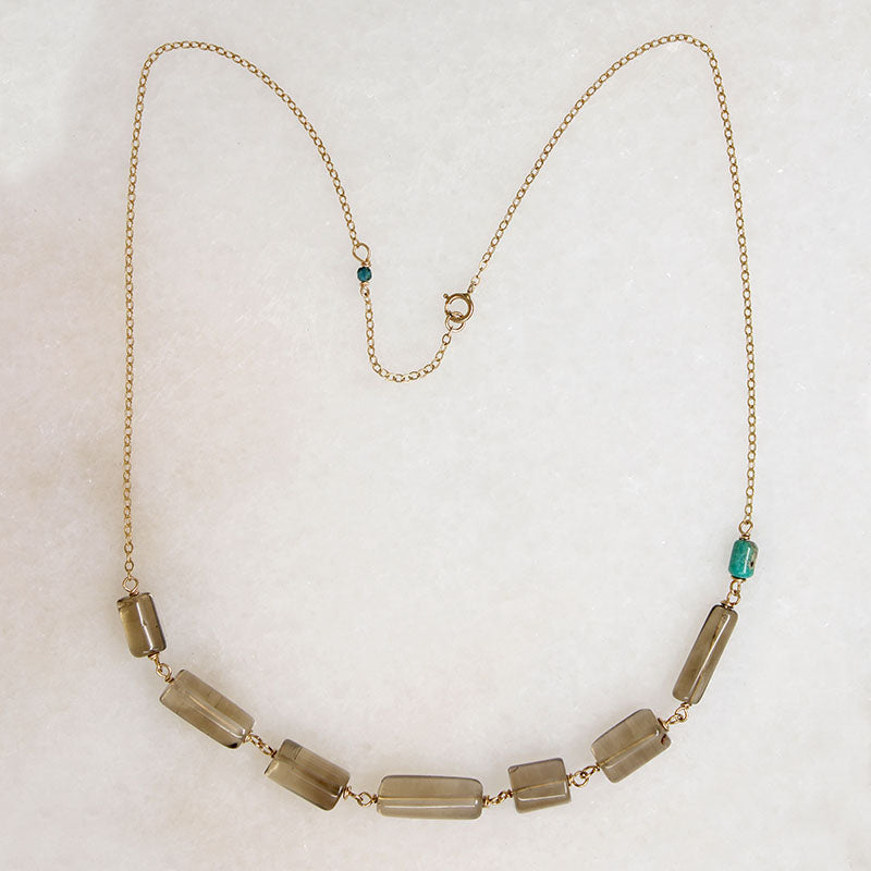 Subtle Smoky Quartz & Turquoise Necklace by Brin