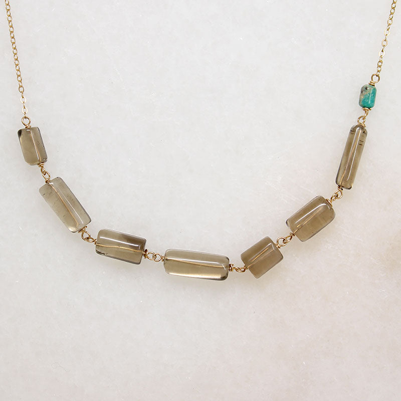 Subtle Smoky Quartz & Turquoise Necklace by Brin