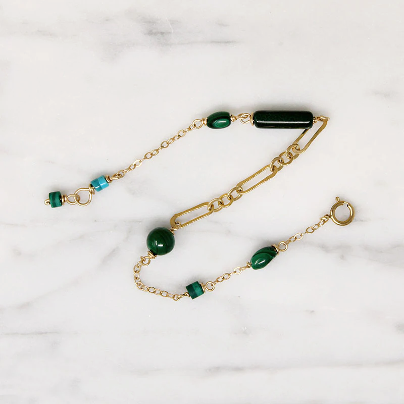 Malachite & Turquoise Bead Bracelet by Brin