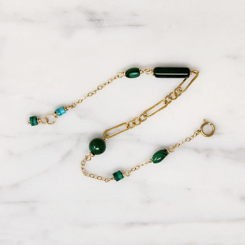 Malachite & Turquoise Bead Bracelet by Brin