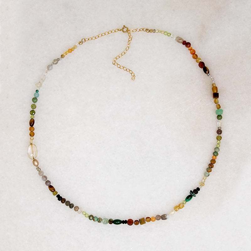 Autumnal Gemstone Bead Necklace by Brin