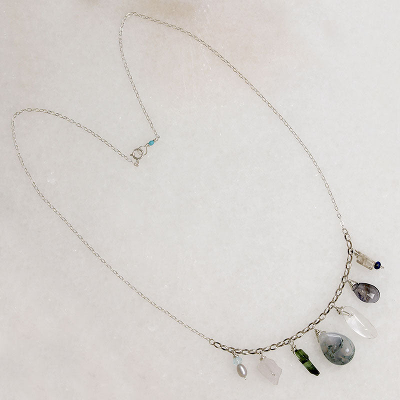 Wintery Energetic Gemstone & Silver Necklace by Brin