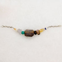 Energetic Gemstone Arc on Silver Necklace by Brin