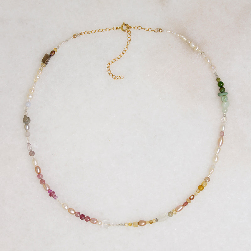 Bright Gemstone Bead Necklace by Brin