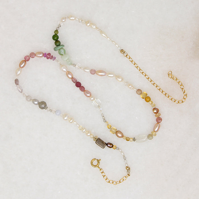 Bright Gemstone Bead Necklace by Brin