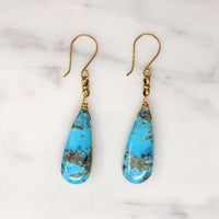 Saturated Blue Turquoise with Gold Detail Earrings by brunet