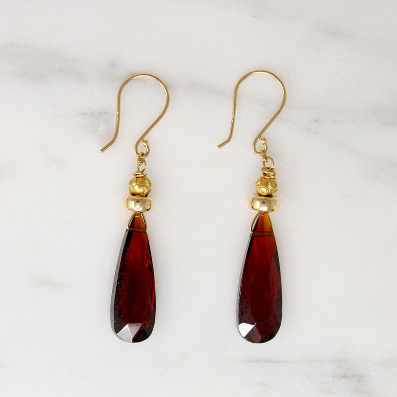 Antique Gold & Glittering Garnet Earrings by brunet