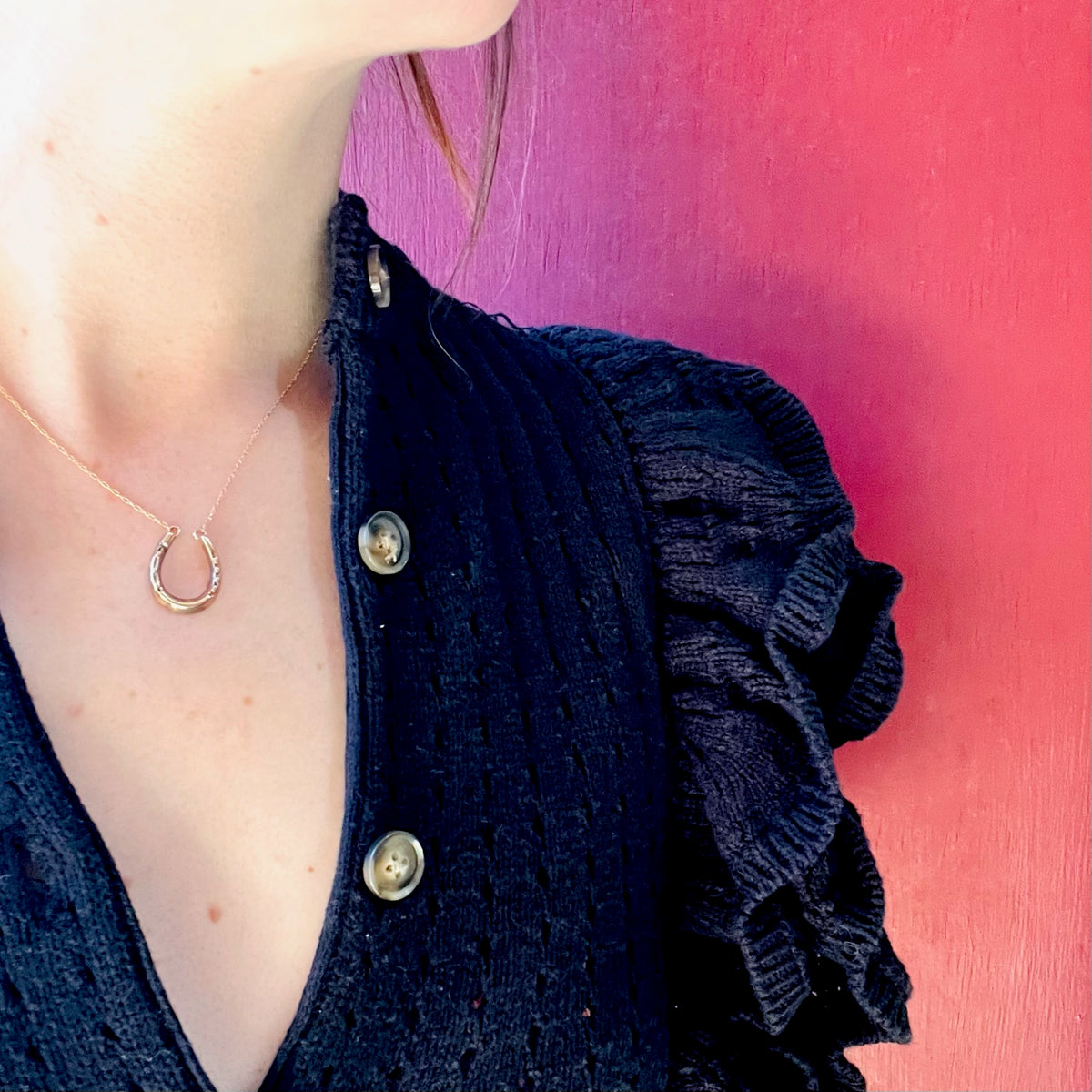 Lucky Charm Rosy Gold Horseshoe Necklace