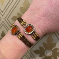 Victorian Woven Hair Bracelet with Carnelian & Gold Appointments