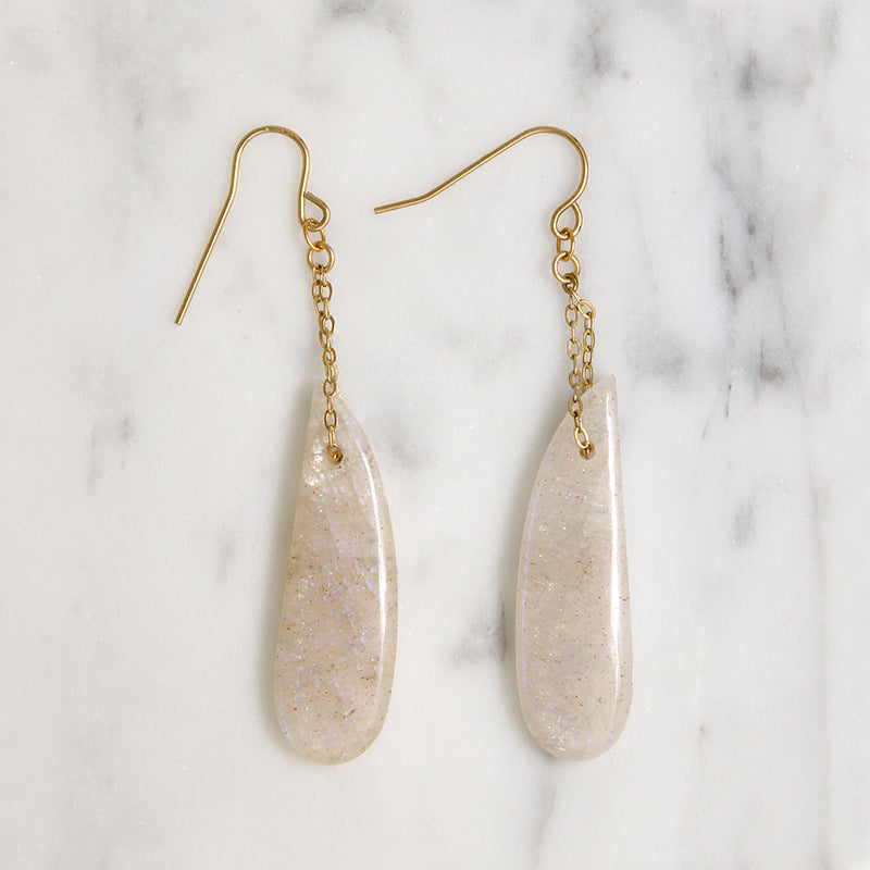 Moonstone & Gold Fill Chain Earrings from Brin