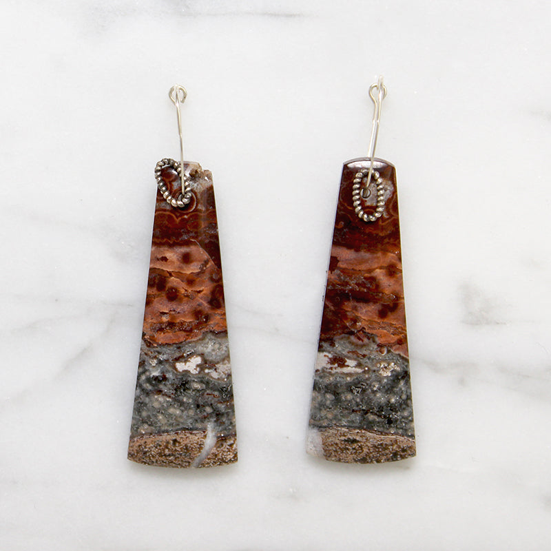Incredible Striated Agate & Sterling Earrings by Brin
