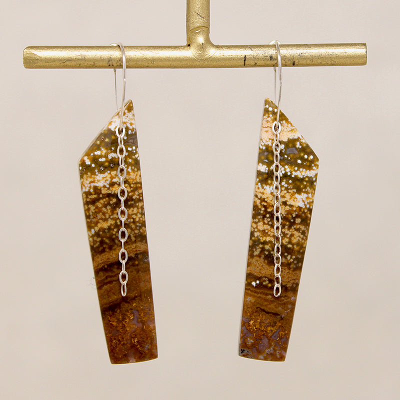 Patterned Jasper & Sterling Silver Earrings by Brin