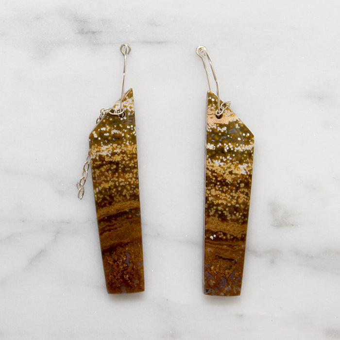 Patterned Jasper & Sterling Silver Earrings by Brin