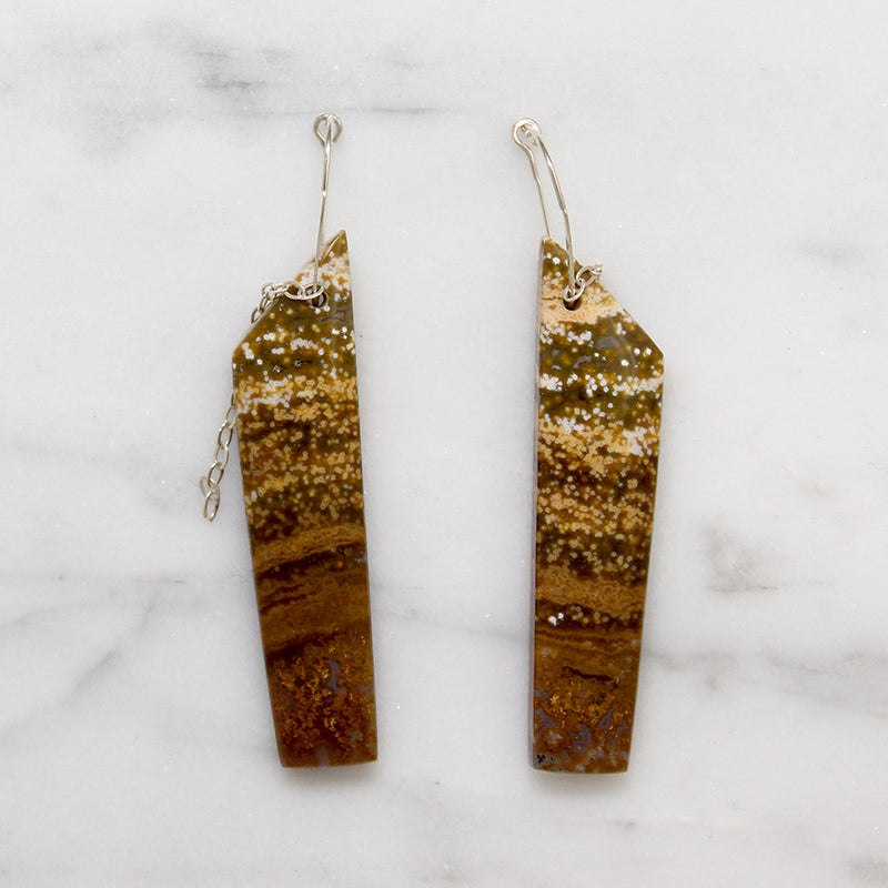 Patterned Jasper & Sterling Silver Earrings by Brin