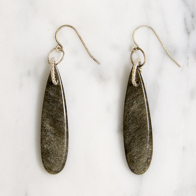 Black & Silver Agate Earrings from Brin