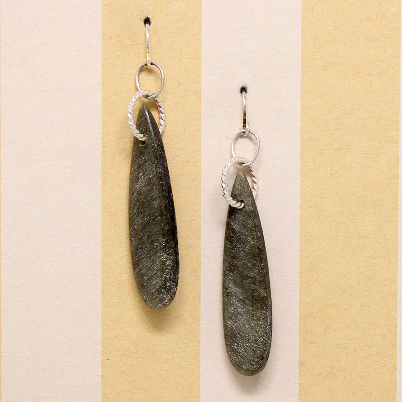Black & Silver Agate Earrings from Brin