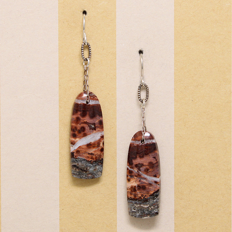 Moth Wing Agate & Silver Earrings from Brin