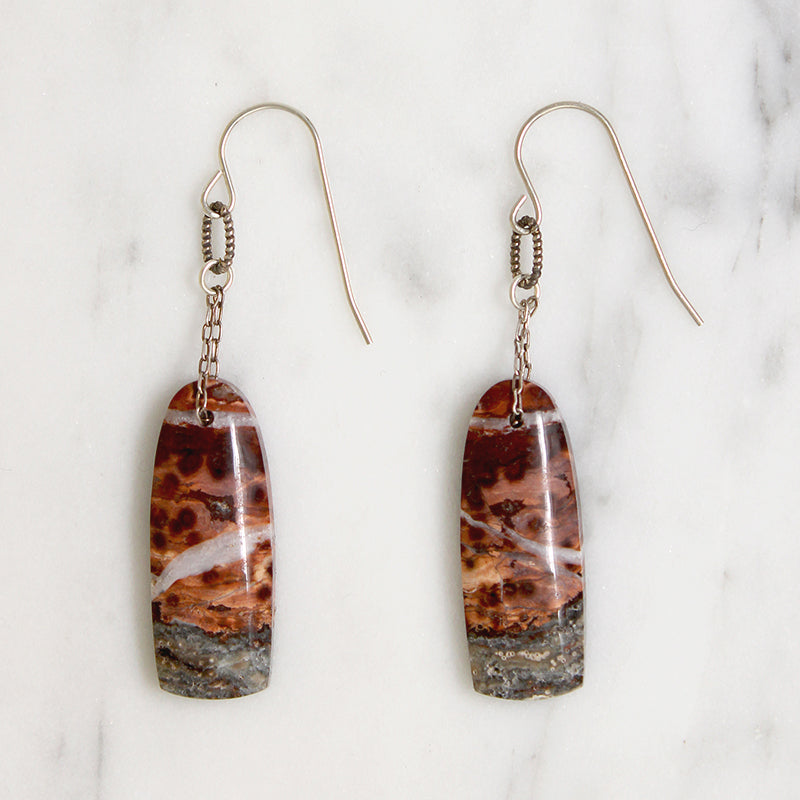 Moth Wing Agate & Silver Earrings from Brin