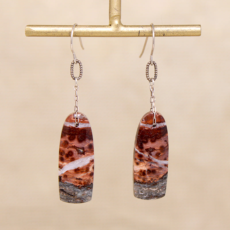 Moth Wing Agate & Silver Earrings from Brin