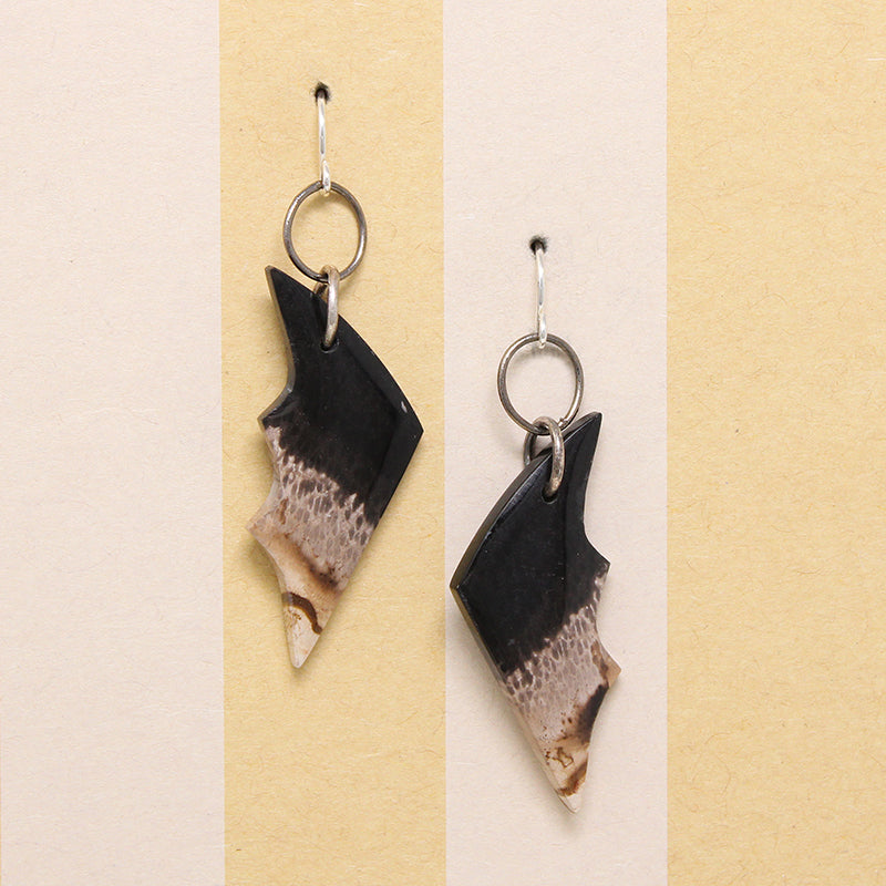 Dramatic Bat Wing Agate & Sterling Earrings by Brin