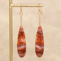 Painted Pink Agate & Gold Fill Chain Earrings by Brin